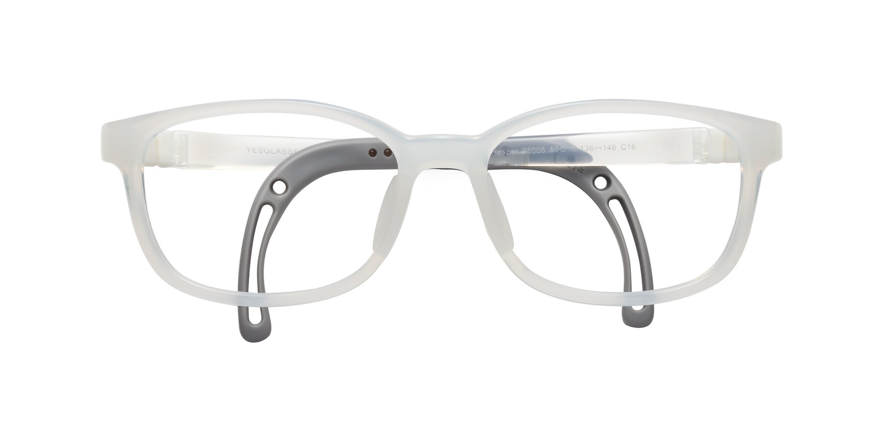 Folded Front of Hesper in Angel White with Clear Blue Light Blocking Lenses