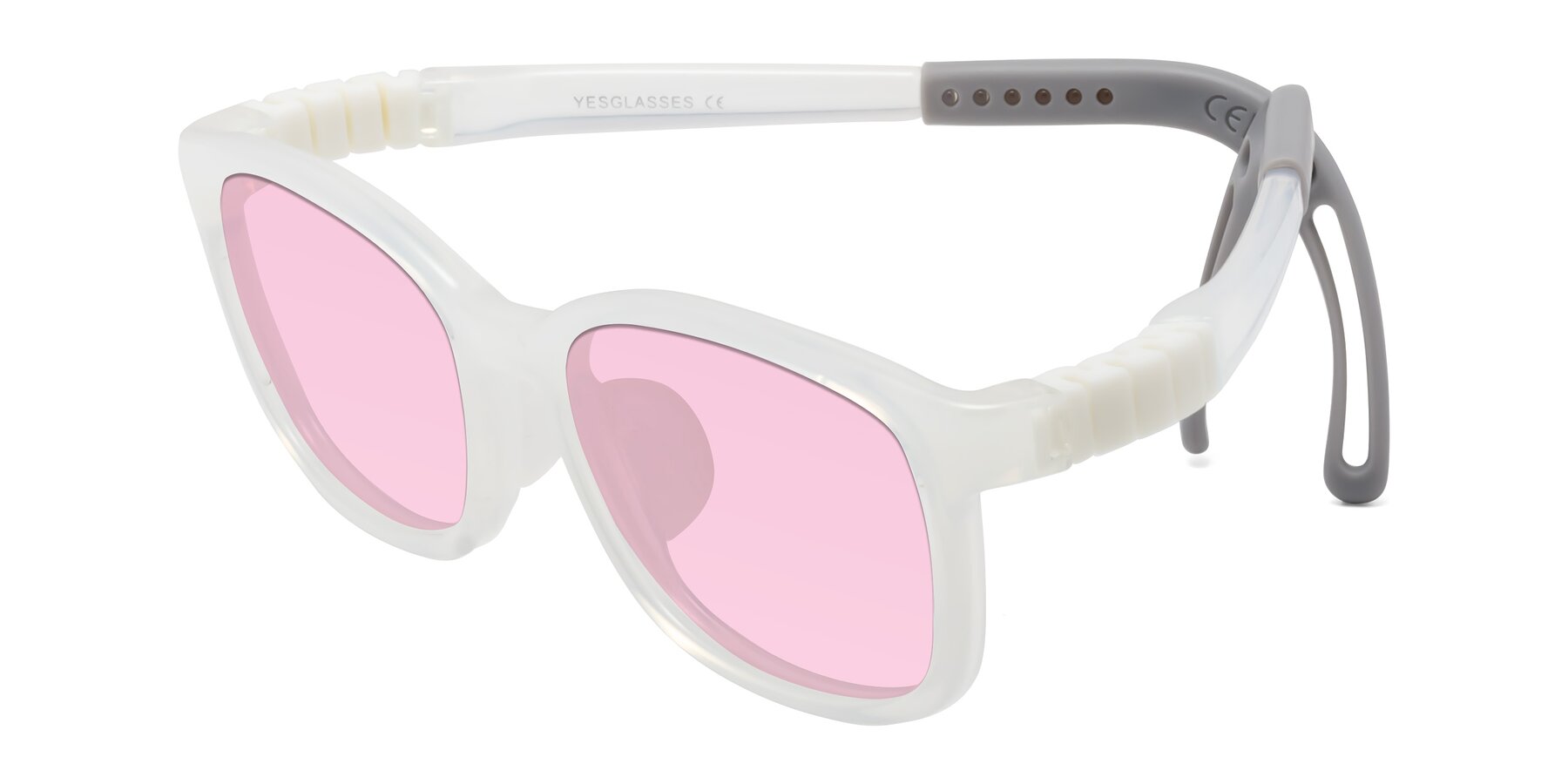 Angle of Hesper in Angel White with Light Pink Tinted Lenses