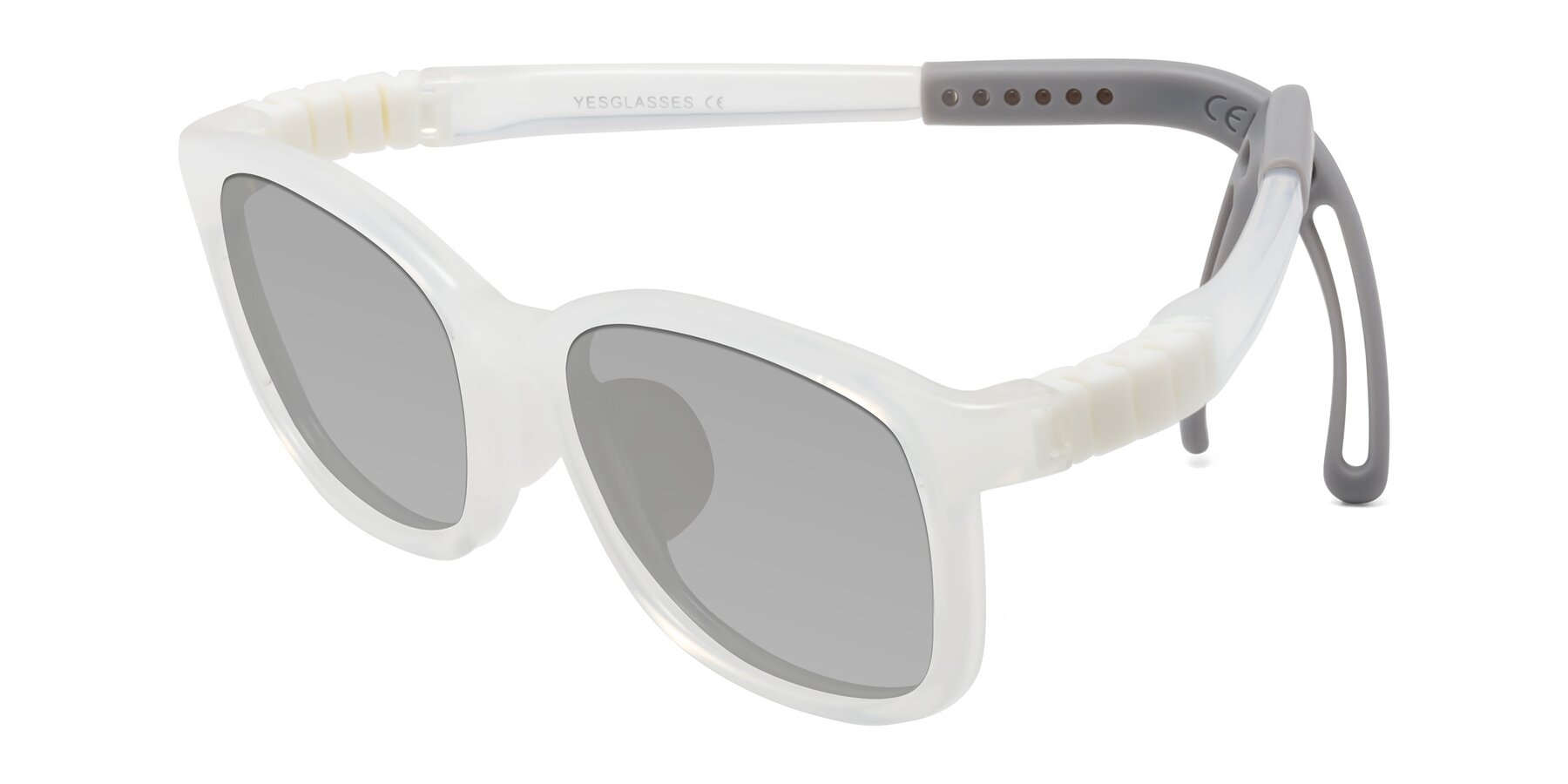 Angle of Hesper in Angel White with Light Gray Tinted Lenses