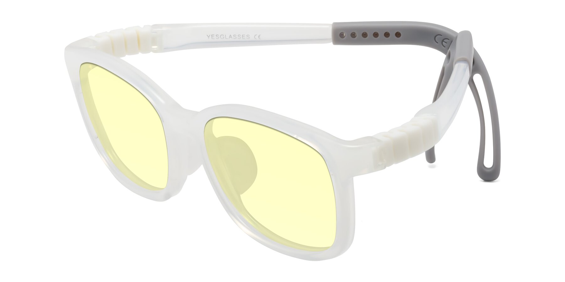 Angle of Hesper in Angel White with Light Yellow Tinted Lenses