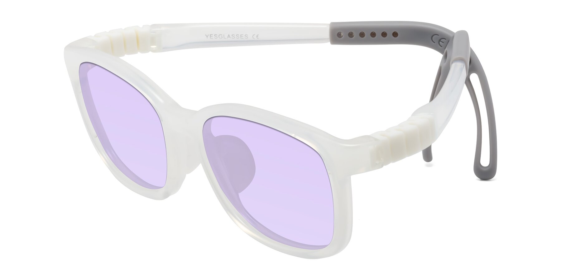 Angle of Hesper in Angel White with Light Purple Tinted Lenses