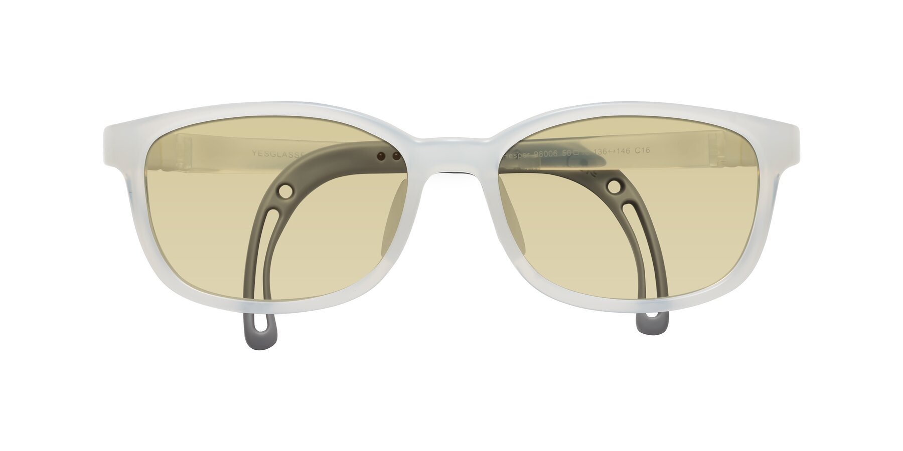 Folded Front of Hesper in Angel White with Light Champagne Tinted Lenses