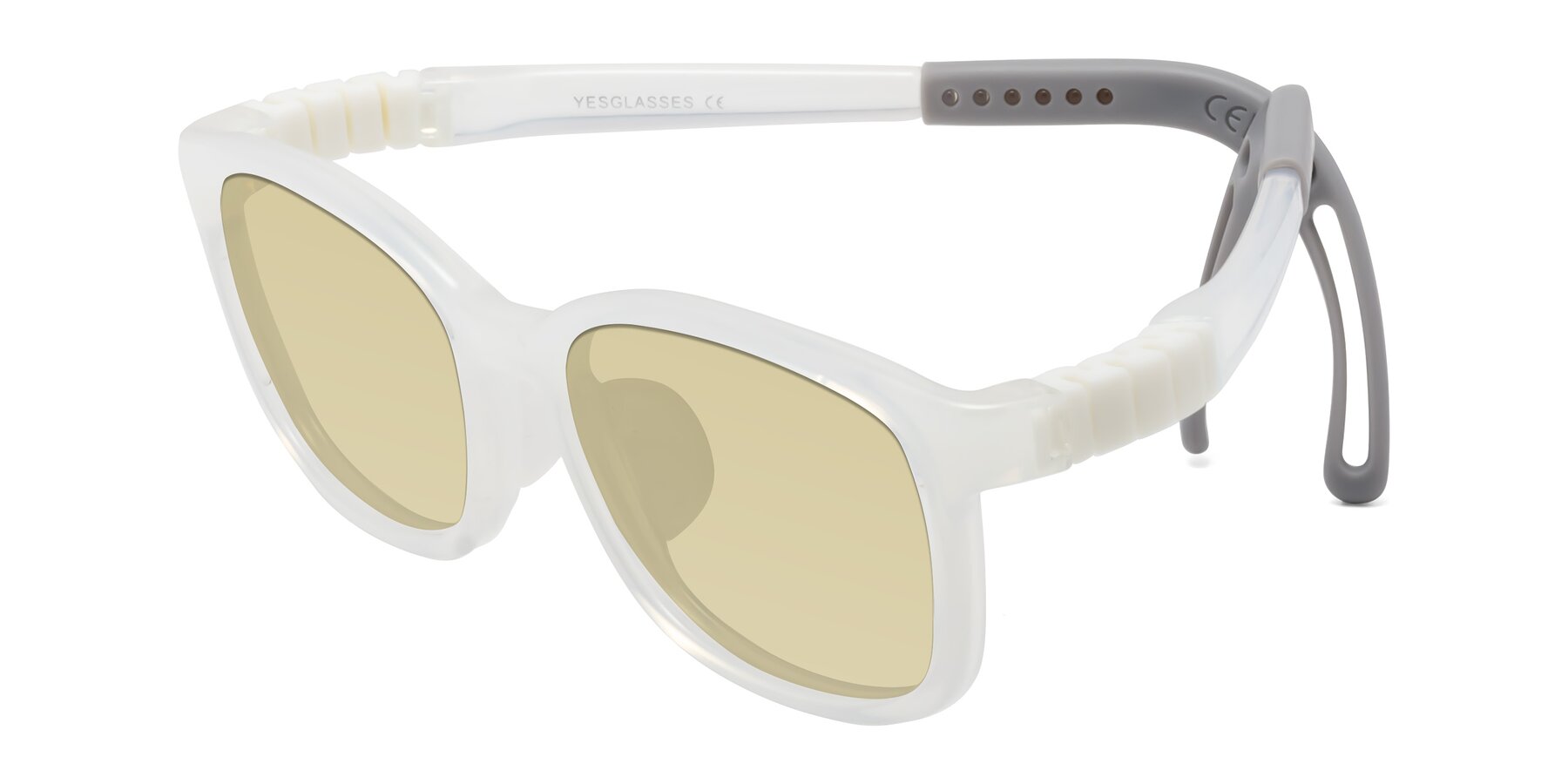 Angle of Hesper in Angel White with Light Champagne Tinted Lenses