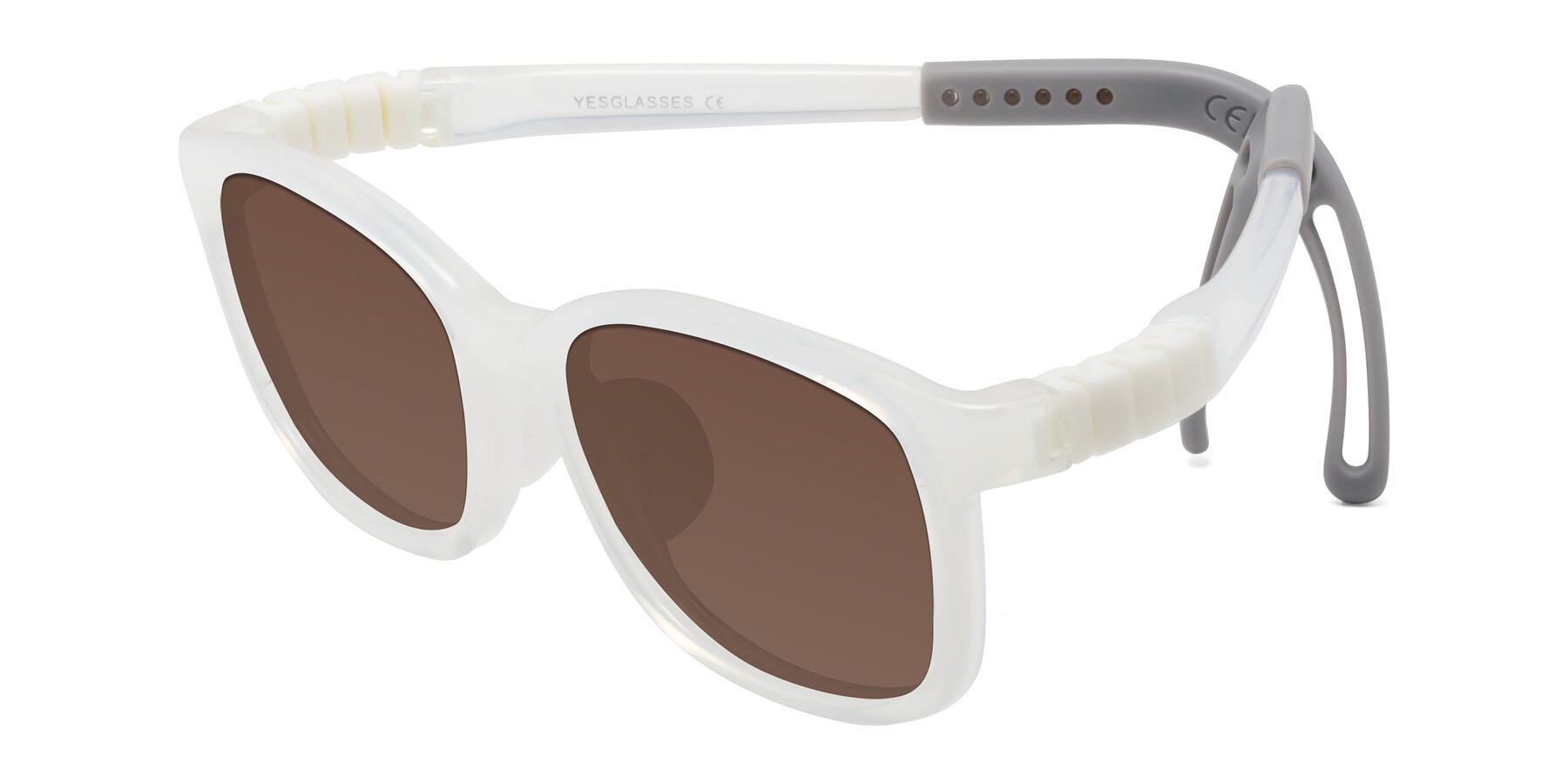 Angle of Hesper in Angel White with Brown Tinted Lenses