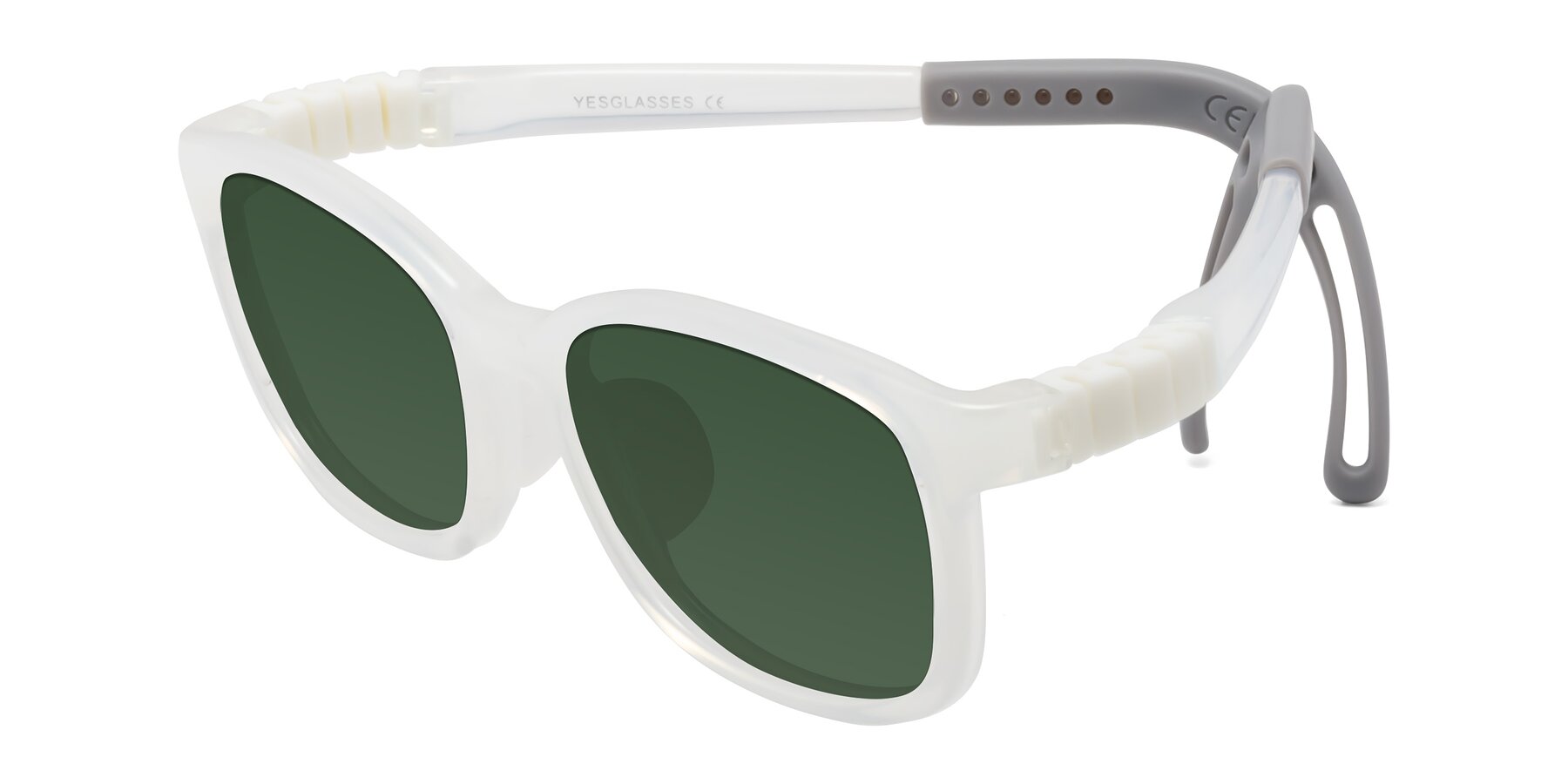 Angle of Hesper in Angel White with Green Tinted Lenses