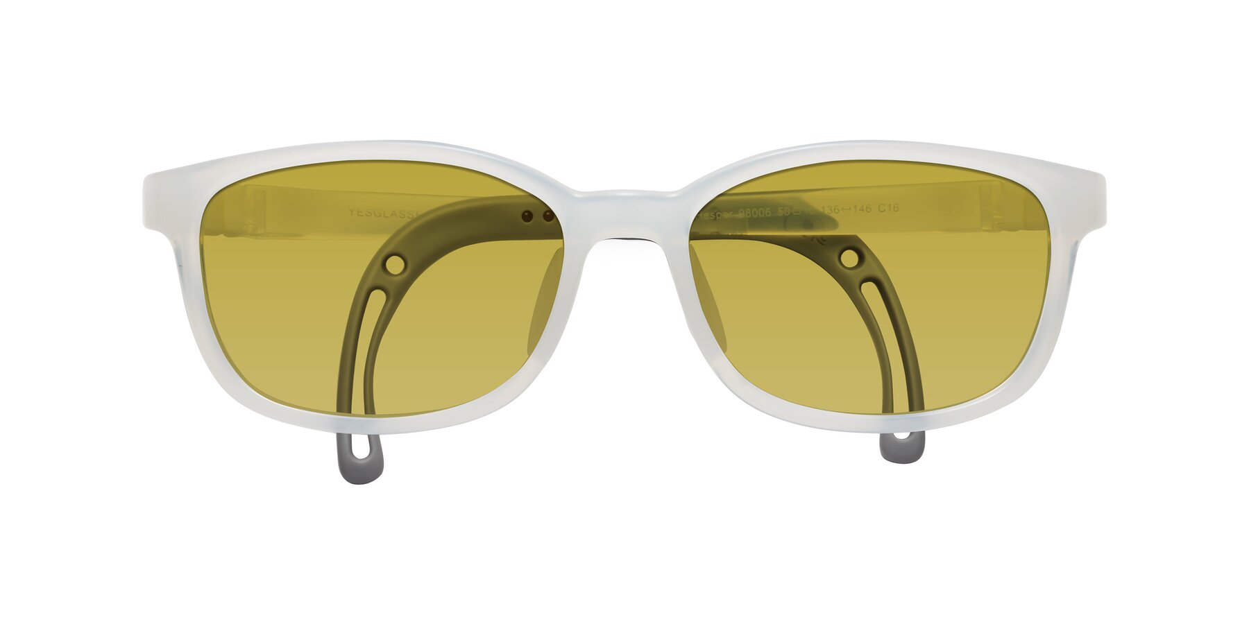 Folded Front of Hesper in Angel White with Champagne Tinted Lenses