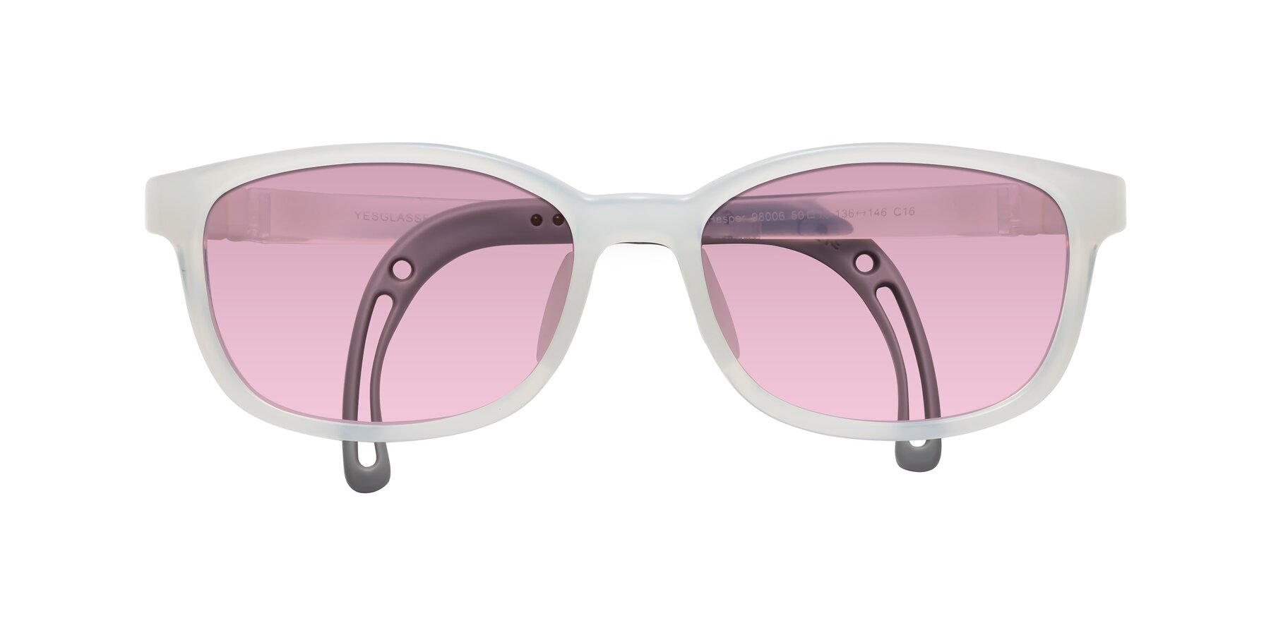 Folded Front of Hesper in Angel White with Light Wine Tinted Lenses