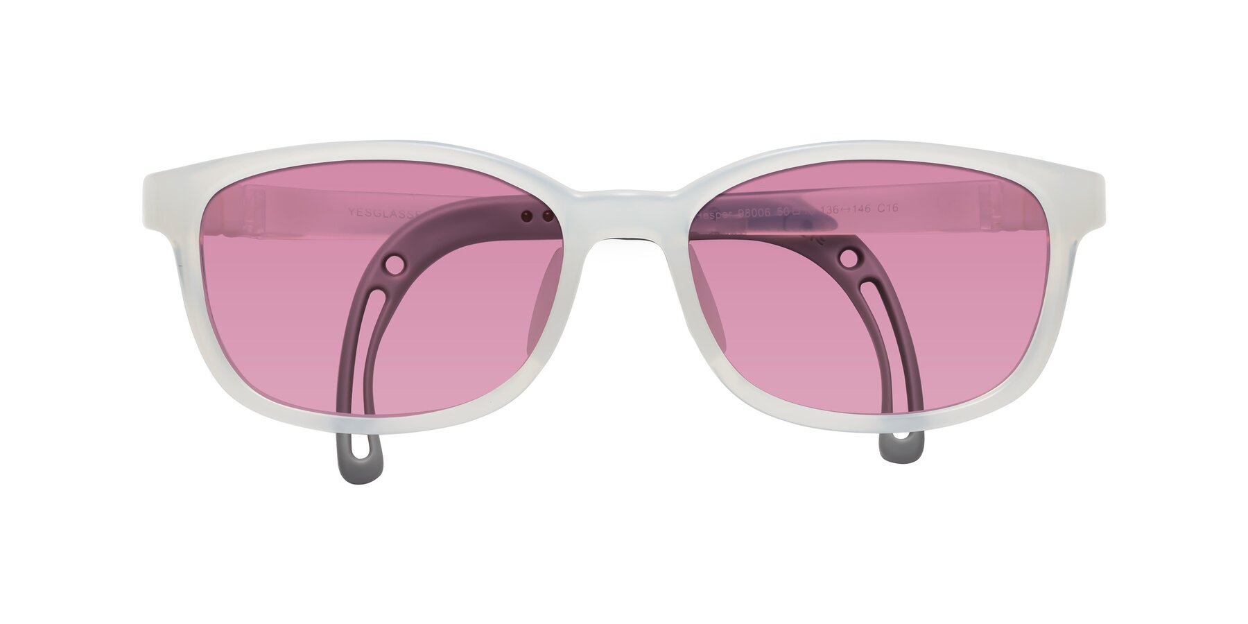 Folded Front of Hesper in Angel White with Medium Wine Tinted Lenses