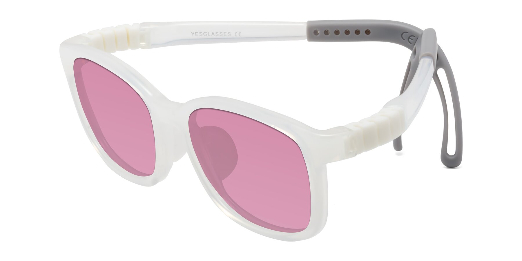 Angle of Hesper in Angel White with Medium Wine Tinted Lenses