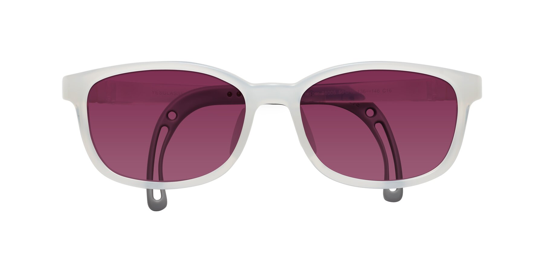 Folded Front of Hesper in Angel White with Wine Tinted Lenses