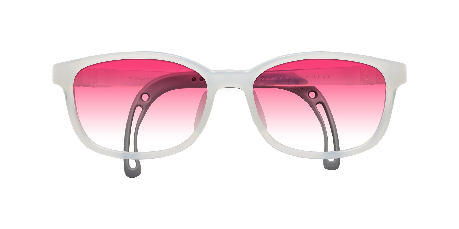 Folded Front of Hesper in Angel White with Pink Gradient Lenses