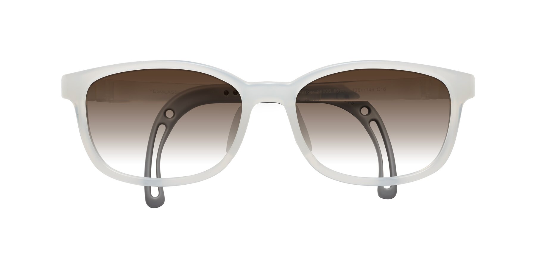 Folded Front of Hesper in Angel White with Brown Gradient Lenses