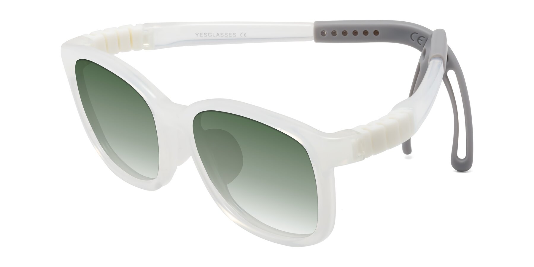 Angle of Hesper in Angel White with Green Gradient Lenses