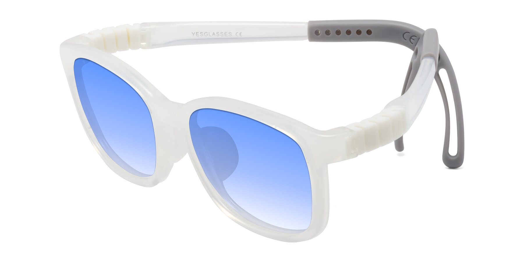 Angle of Hesper in Angel White with Blue Gradient Lenses