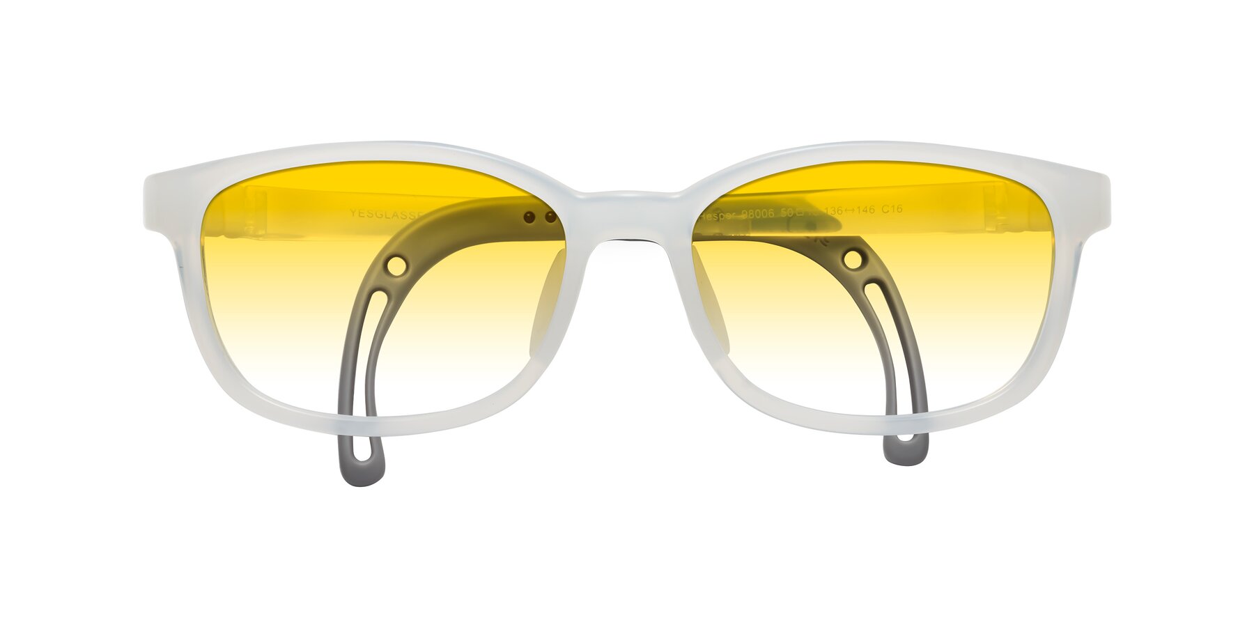 Folded Front of Hesper in Angel White with Yellow Gradient Lenses