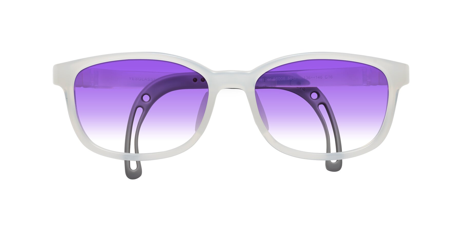 Folded Front of Hesper in Angel White with Purple Gradient Lenses