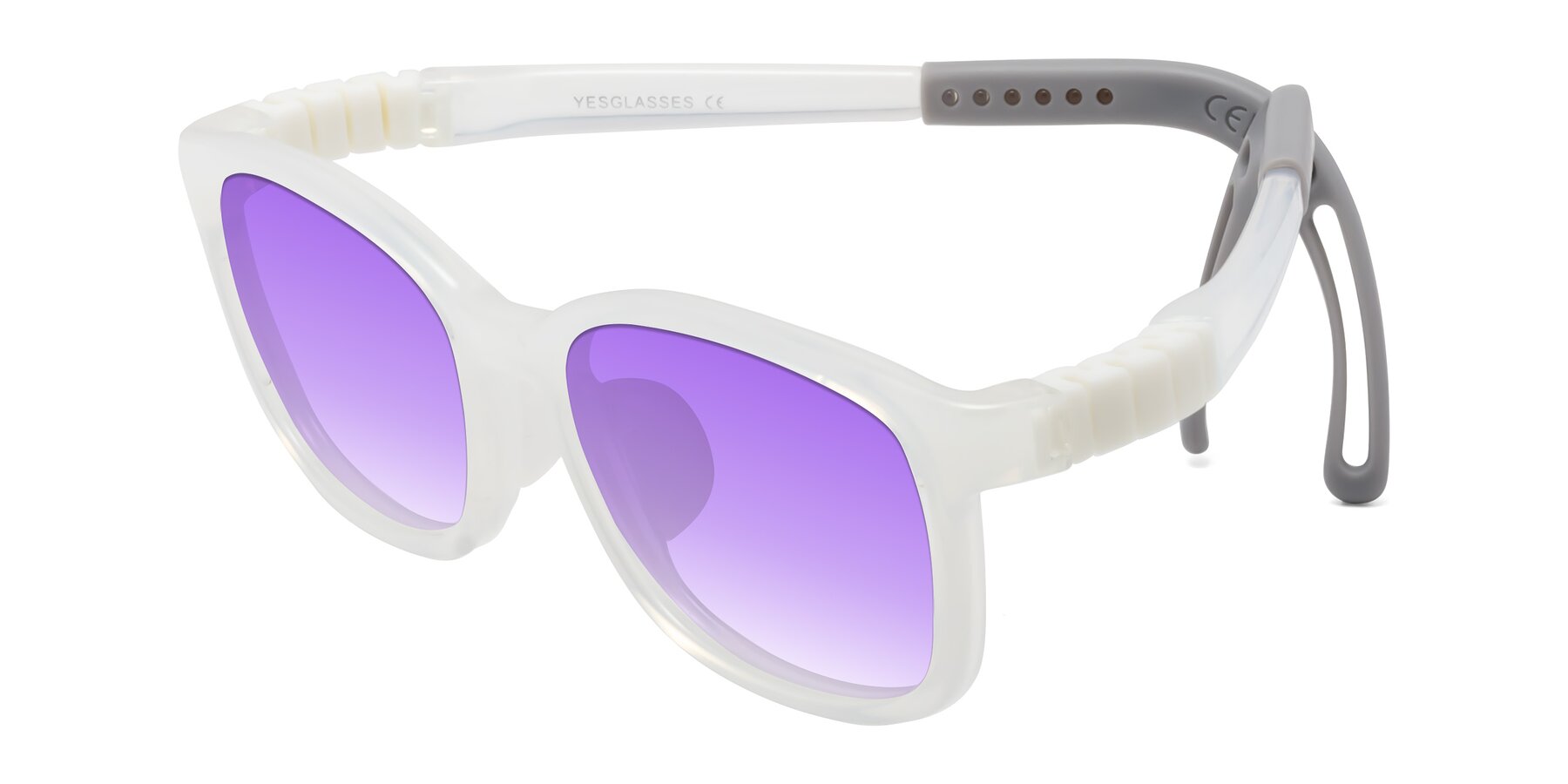 Angle of Hesper in Angel White with Purple Gradient Lenses