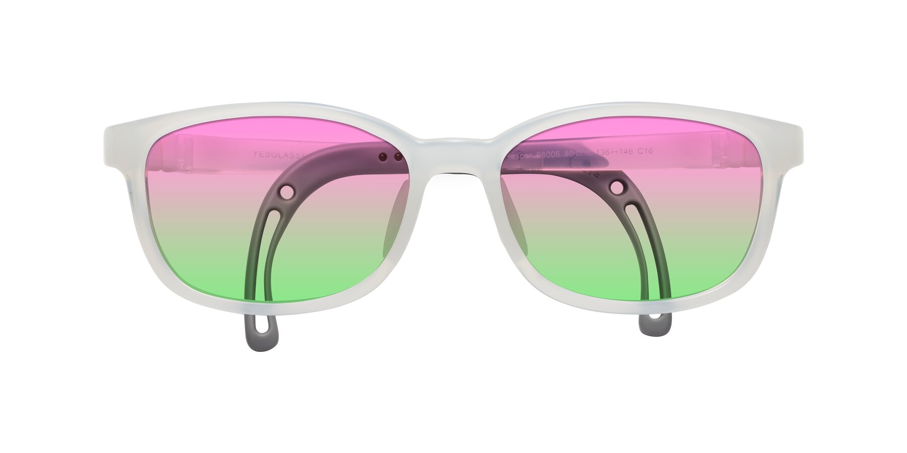 Folded Front of Hesper in Angel White with Pink / Green Gradient Lenses