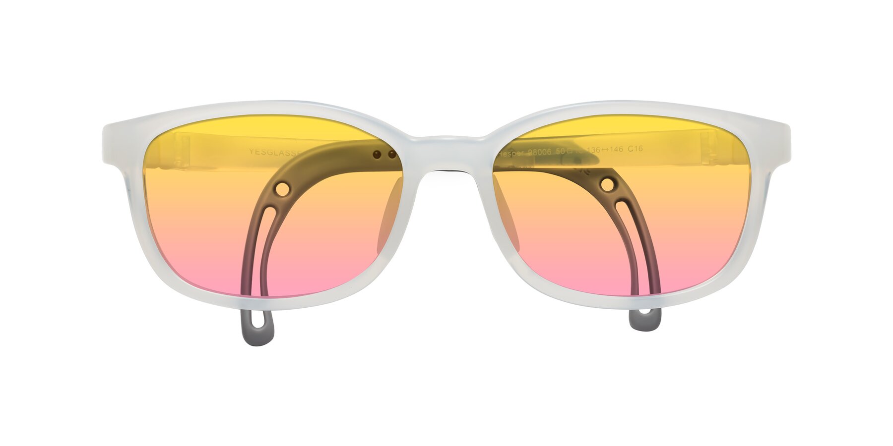 Folded Front of Hesper in Angel White with Yellow / Pink Gradient Lenses