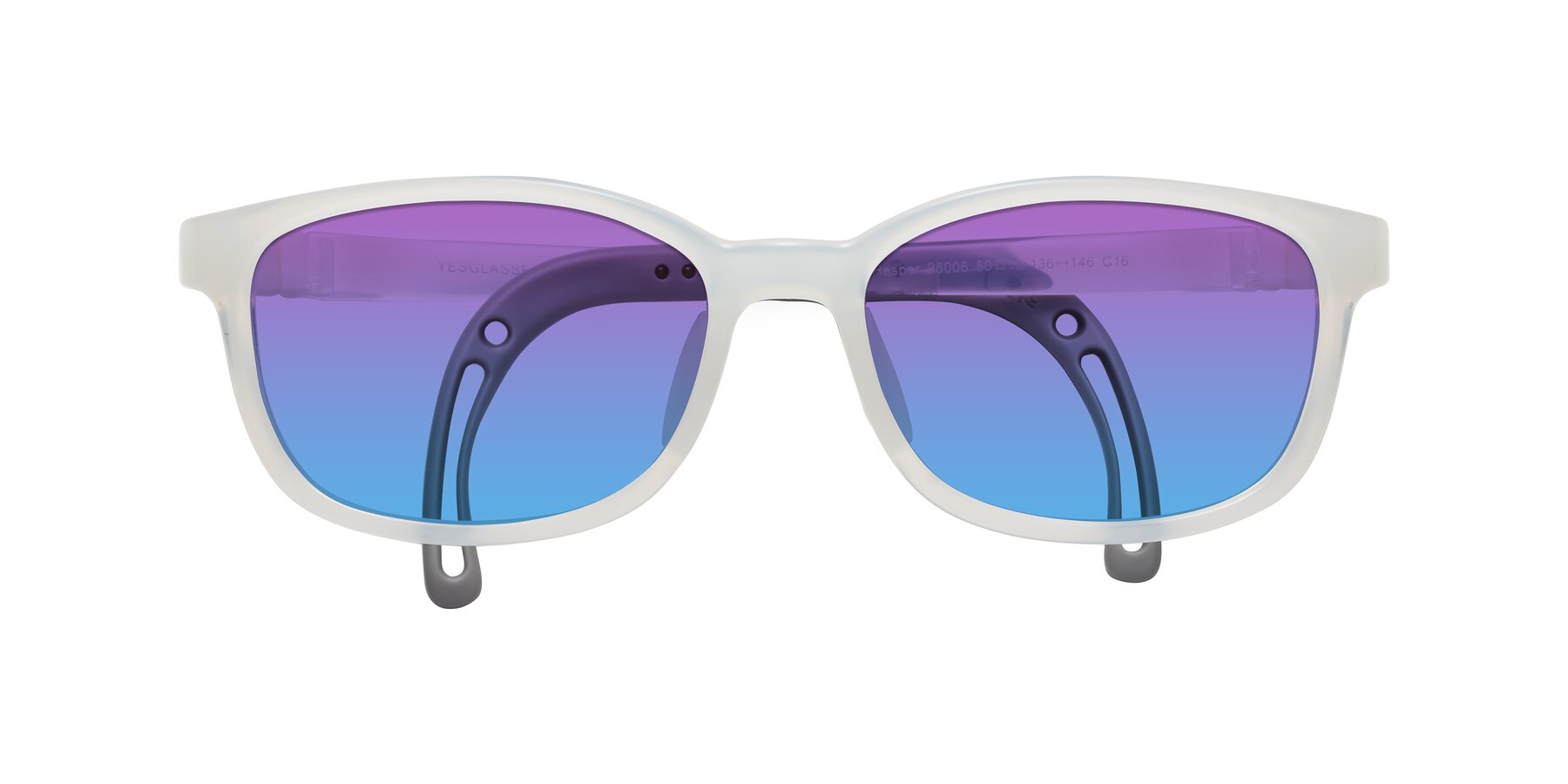 Folded Front of Hesper in Angel White with Purple / Blue Gradient Lenses