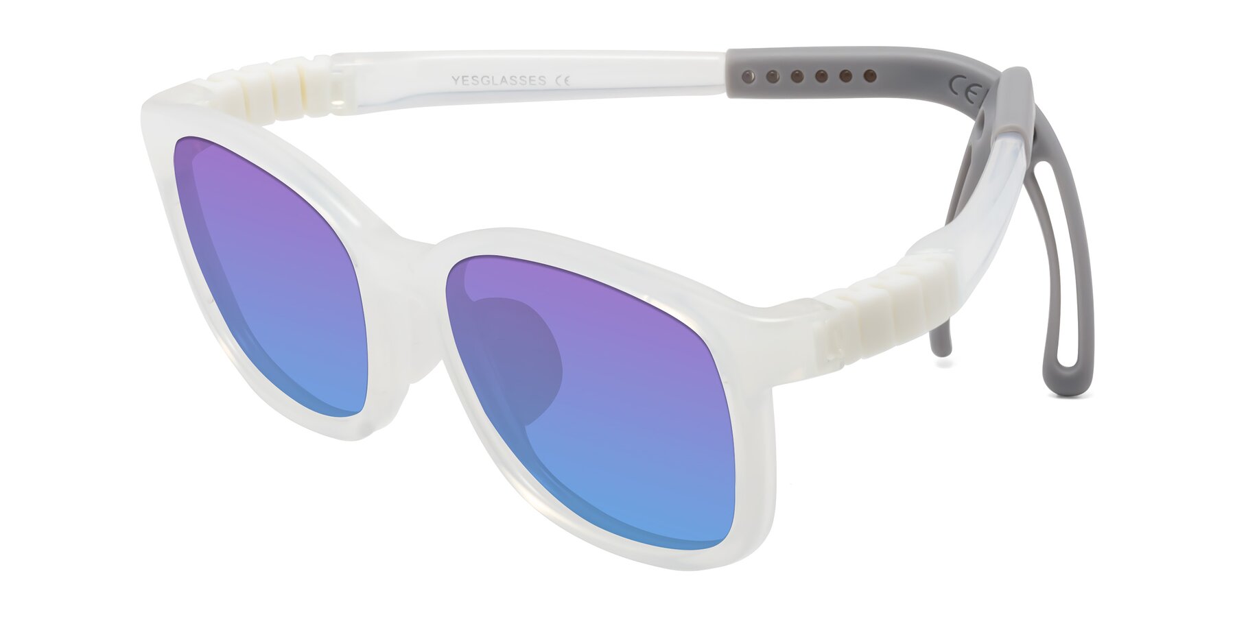 Angle of Hesper in Angel White with Purple / Blue Gradient Lenses