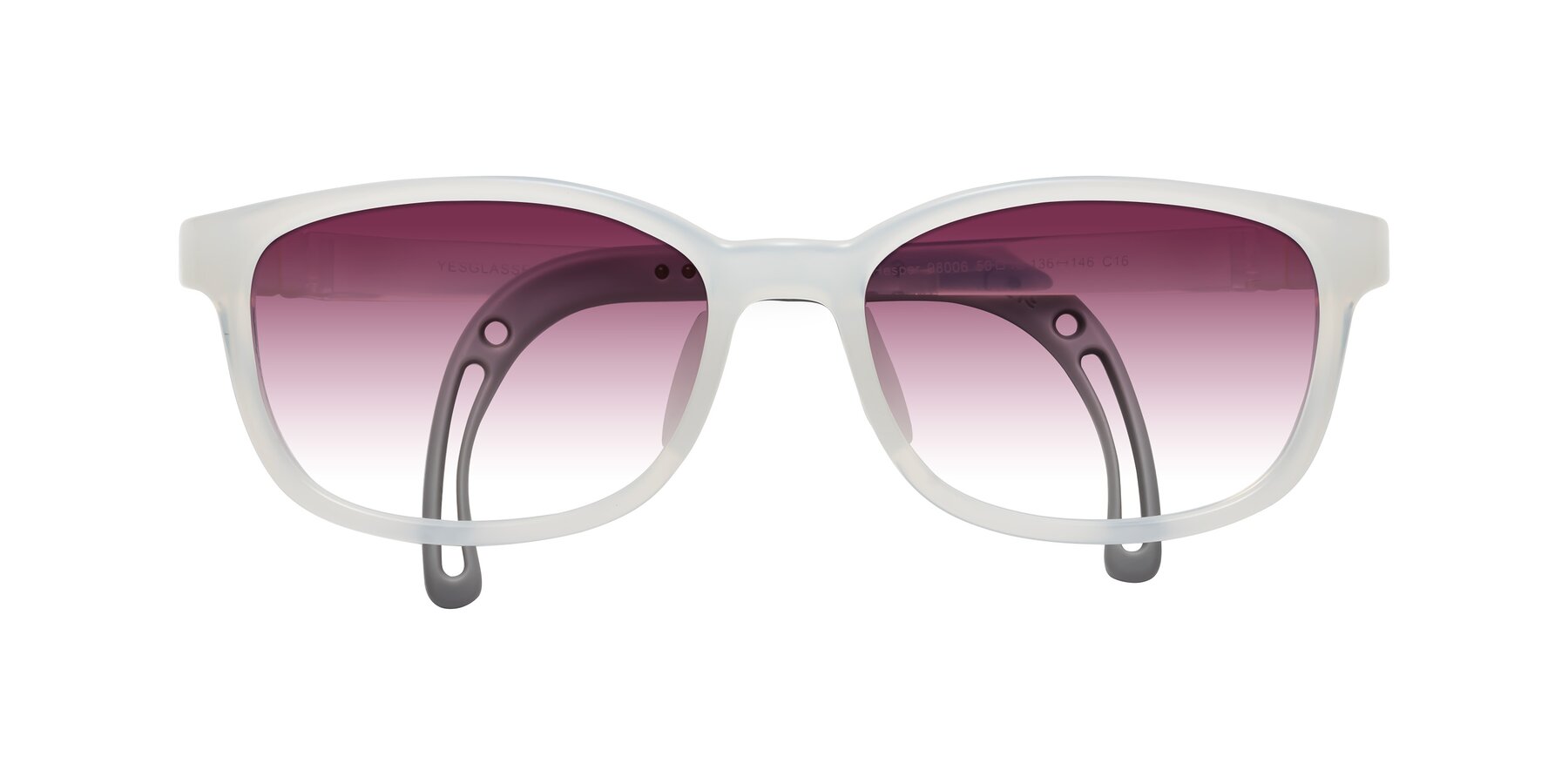 Folded Front of Hesper in Angel White with Wine Gradient Lenses