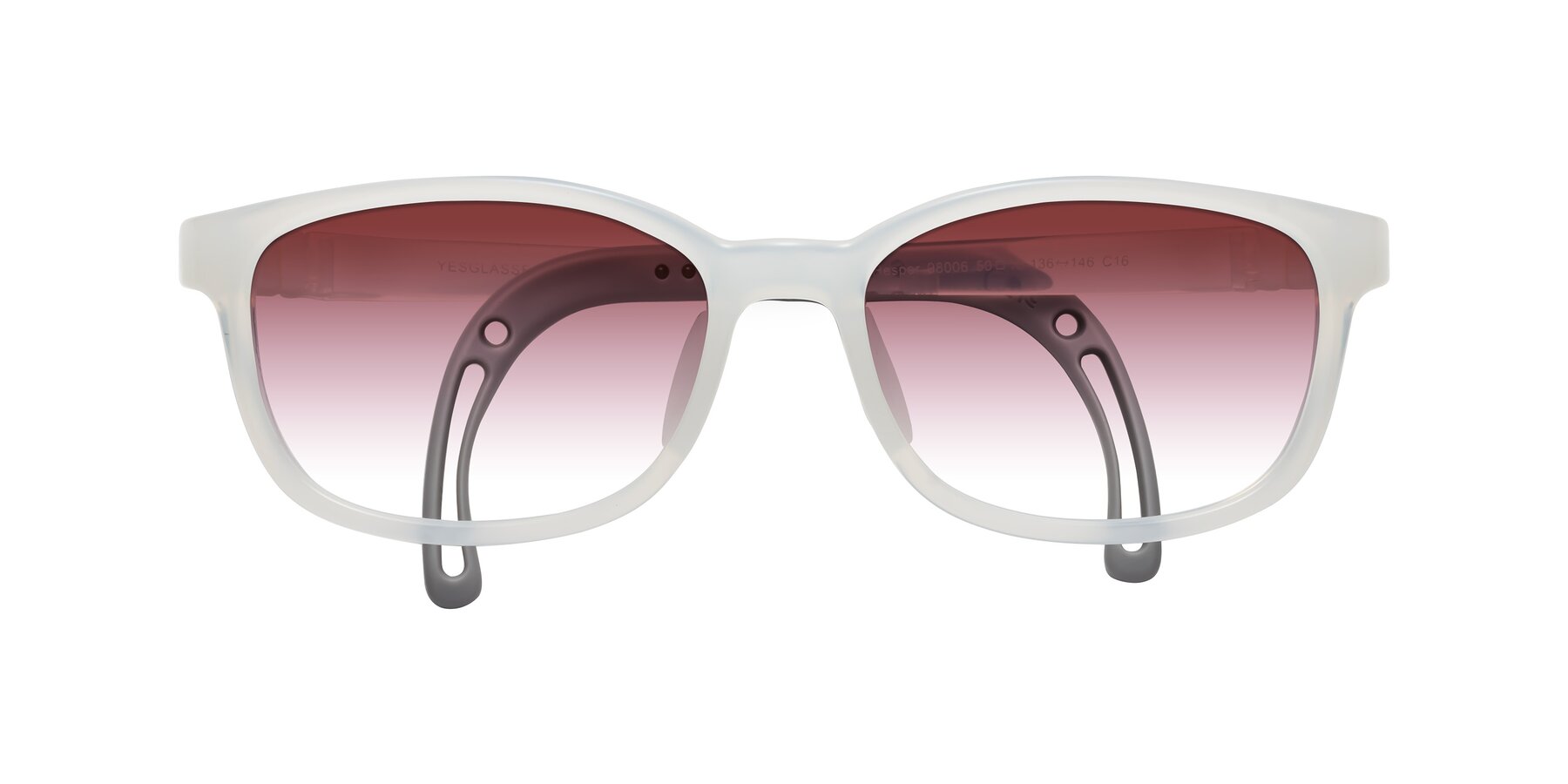 Folded Front of Hesper in Angel White with Garnet Gradient Lenses