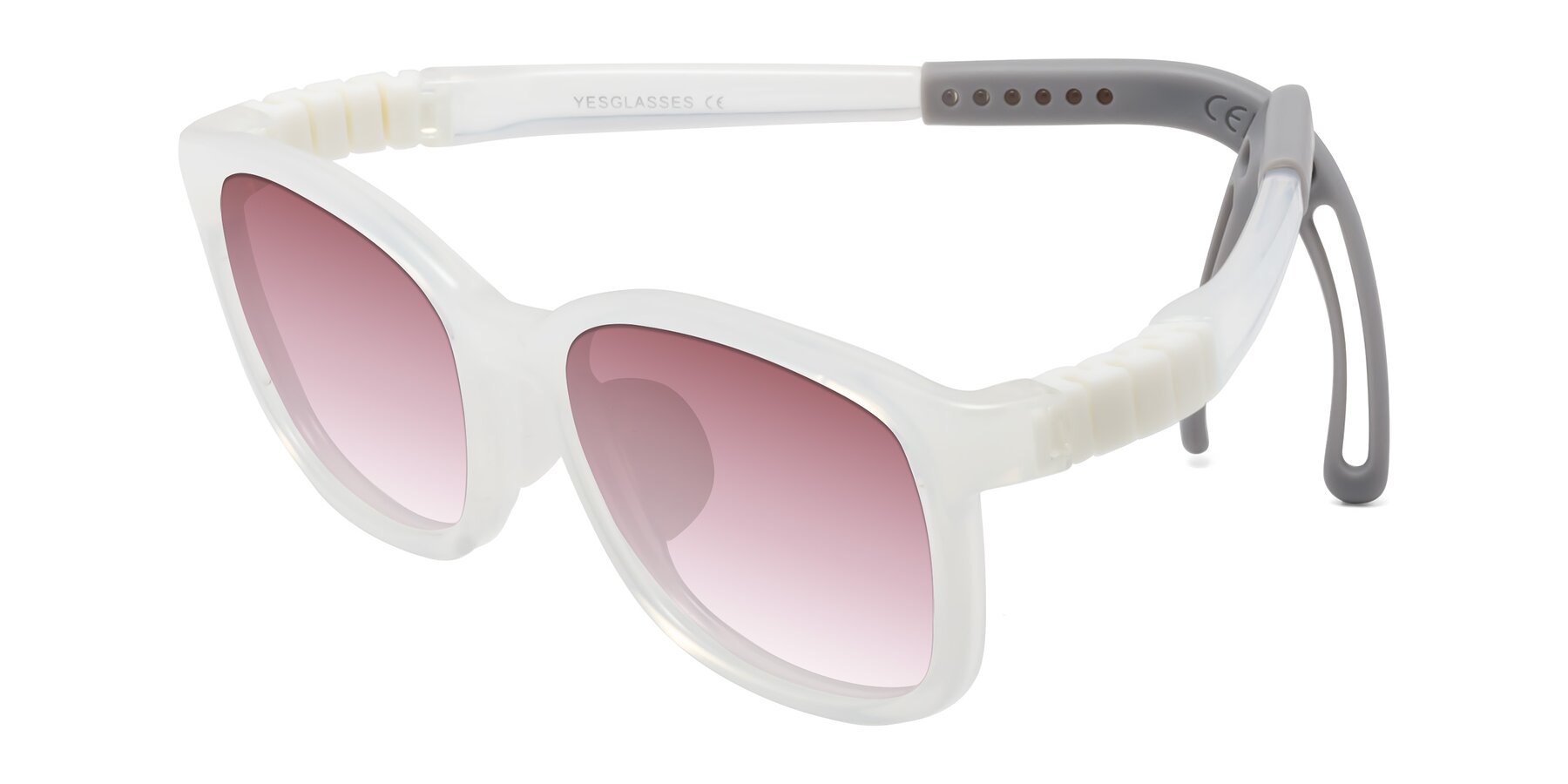 Angle of Hesper in Angel White with Garnet Gradient Lenses