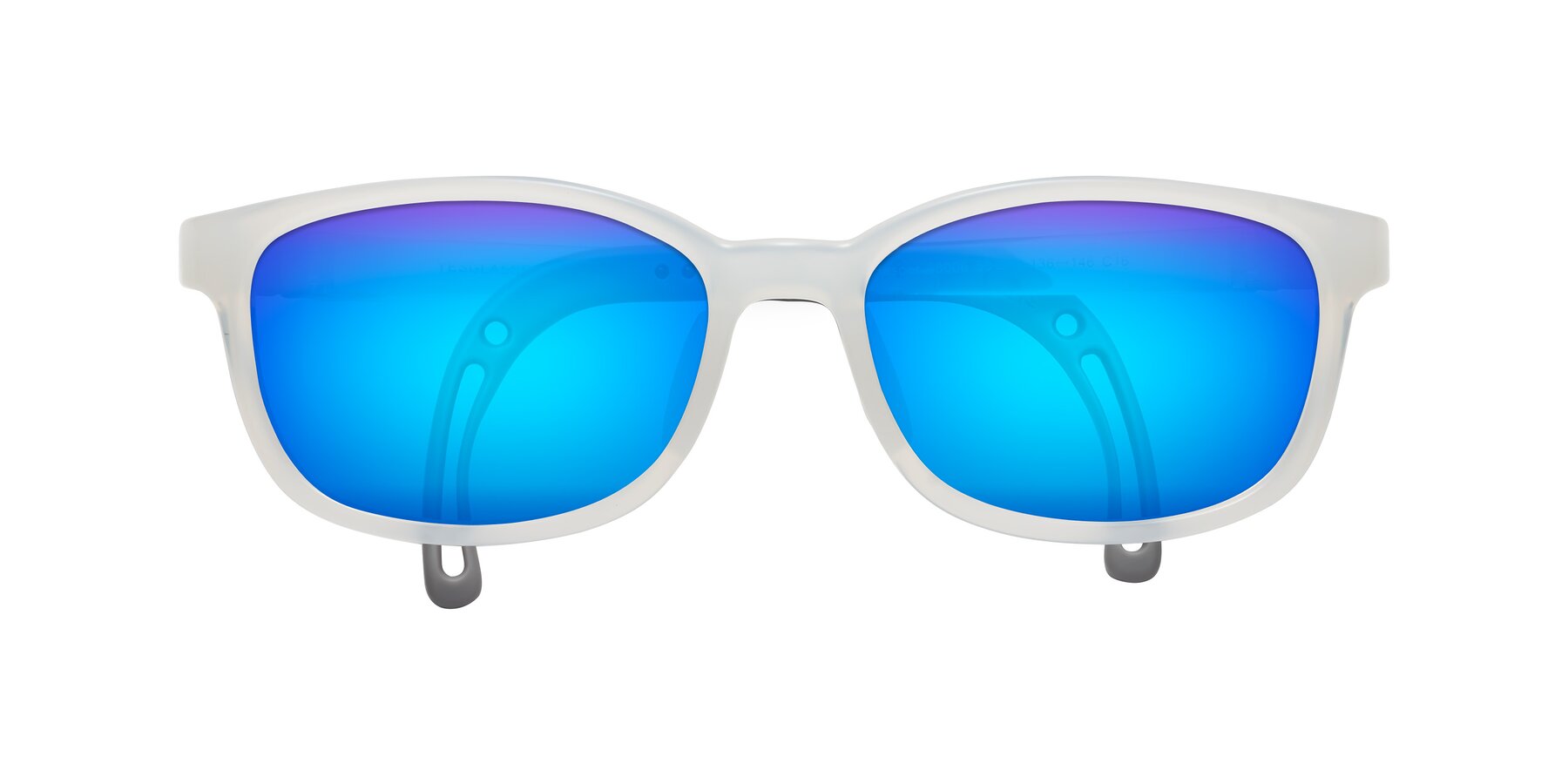 Folded Front of Hesper in Angel White with Blue Mirrored Lenses