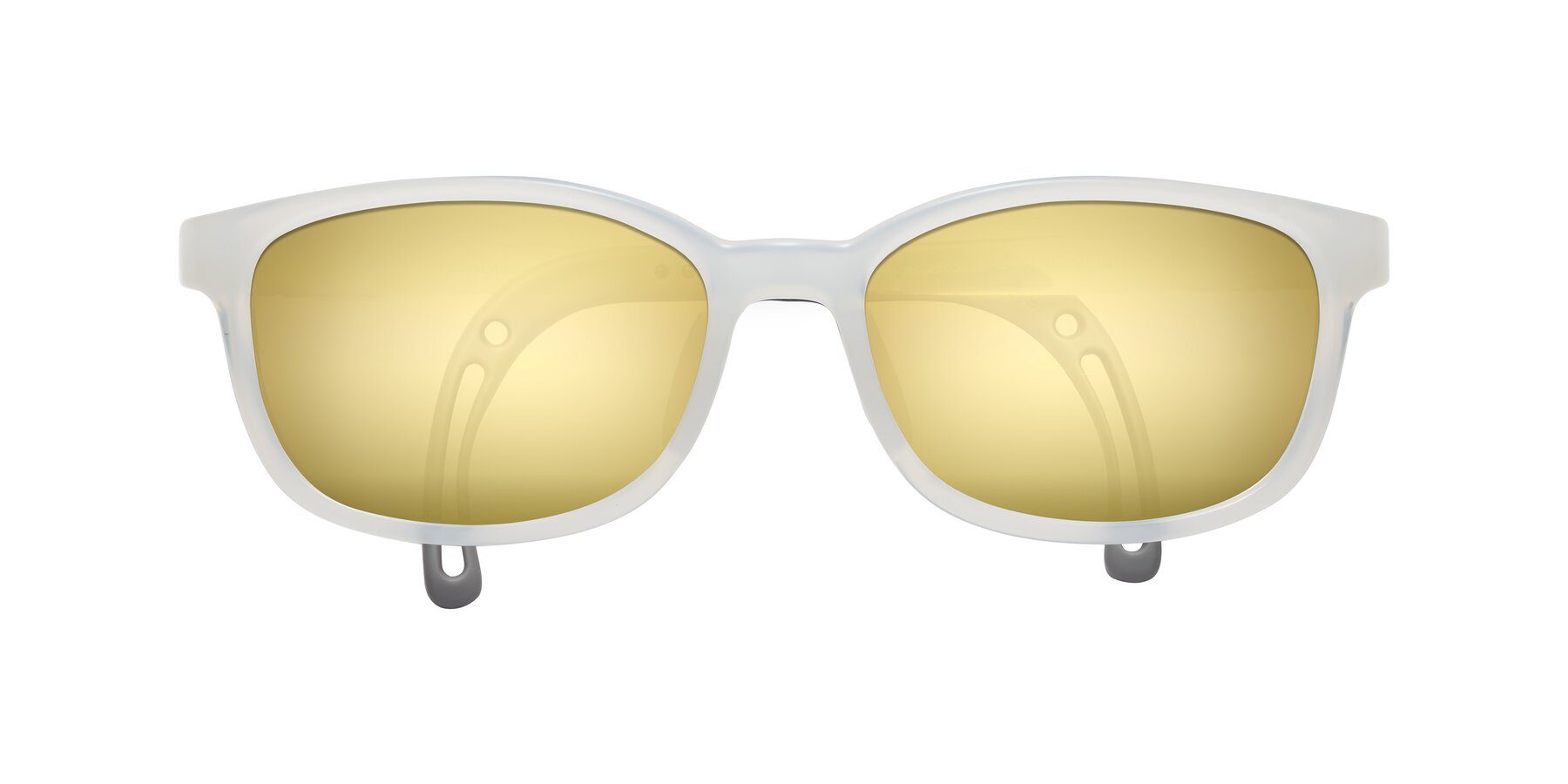 Folded Front of Hesper in Angel White with Gold Mirrored Lenses