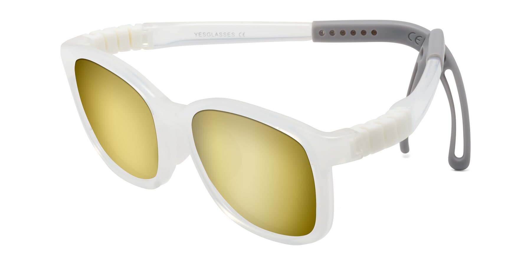 Angle of Hesper in Angel White with Gold Mirrored Lenses