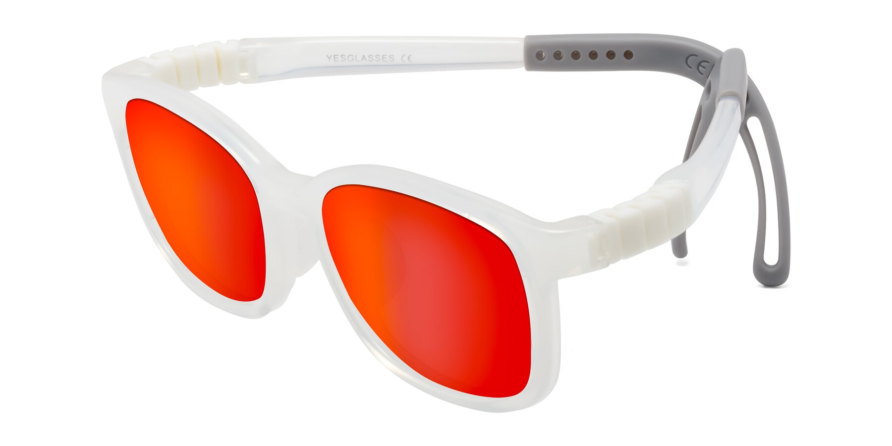 Angle of Hesper in Angel White with Red Gold Mirrored Lenses