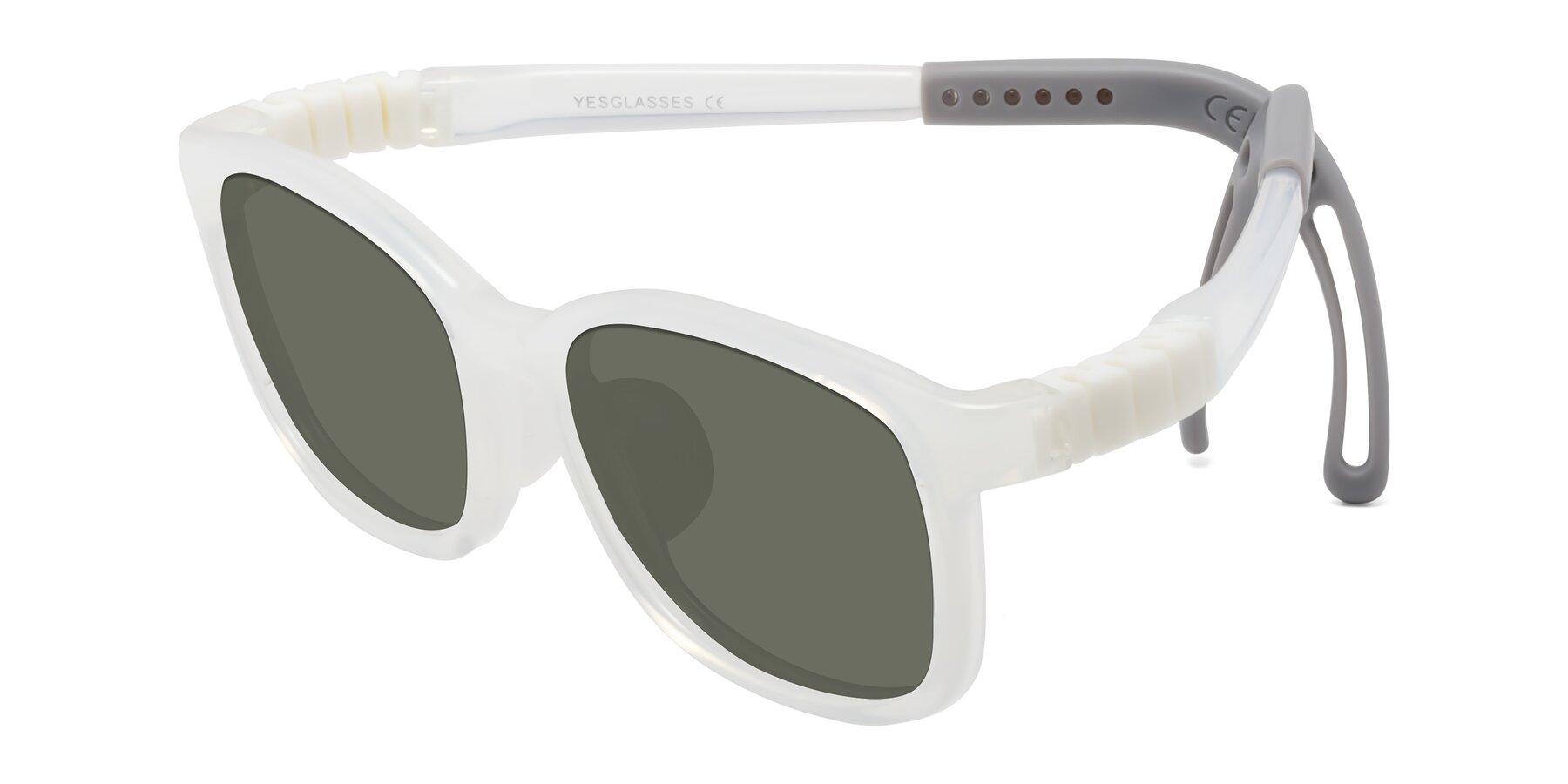 Angle of Hesper in Angel White with Gray Polarized Lenses