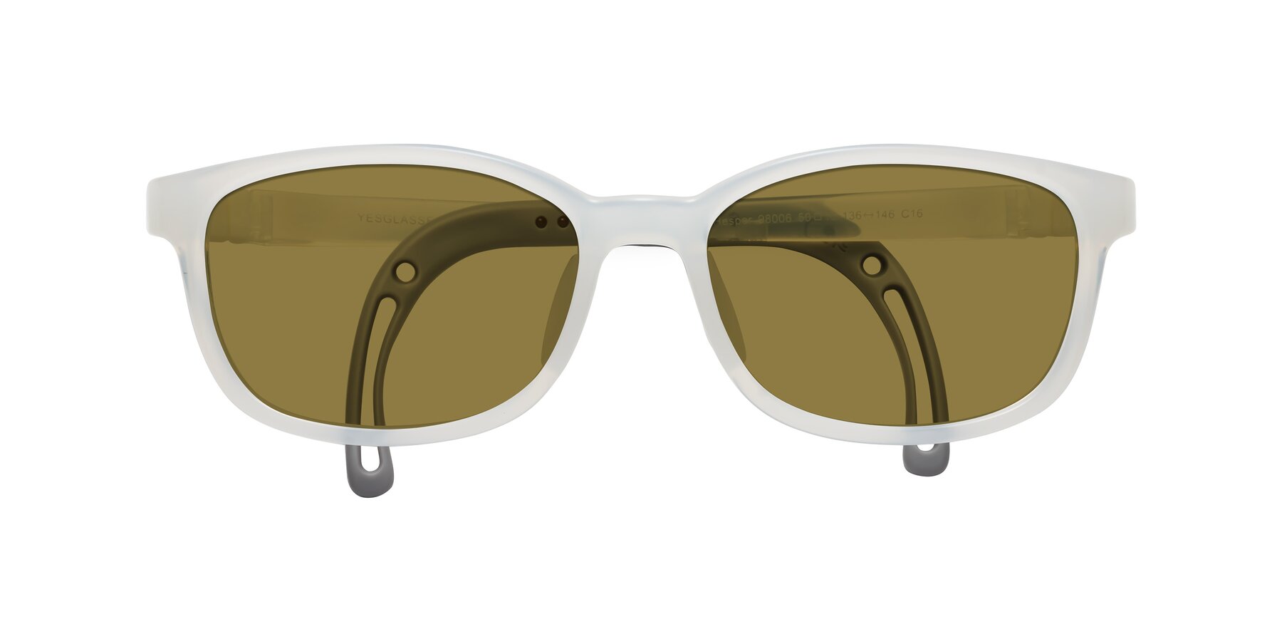 Folded Front of Hesper in Angel White with Brown Polarized Lenses