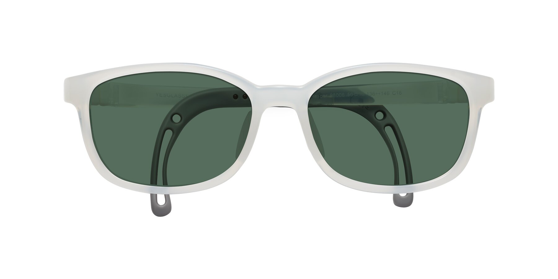 Folded Front of Hesper in Angel White with Green Polarized Lenses