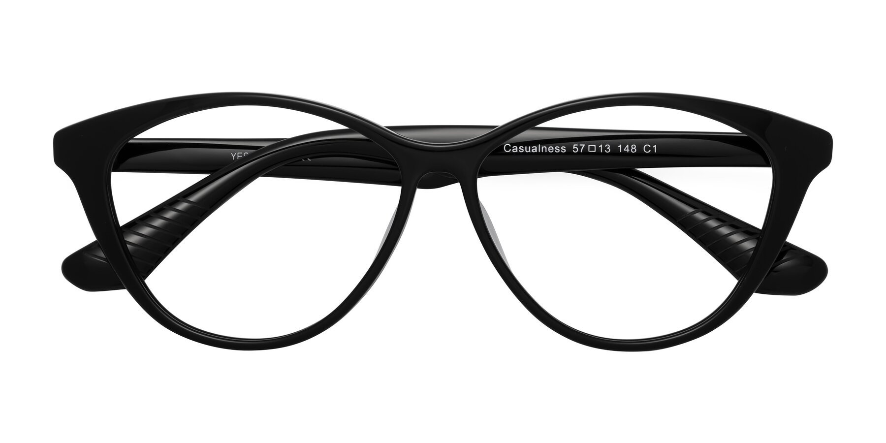 Folded Front of Casualness in Black with Clear Eyeglass Lenses