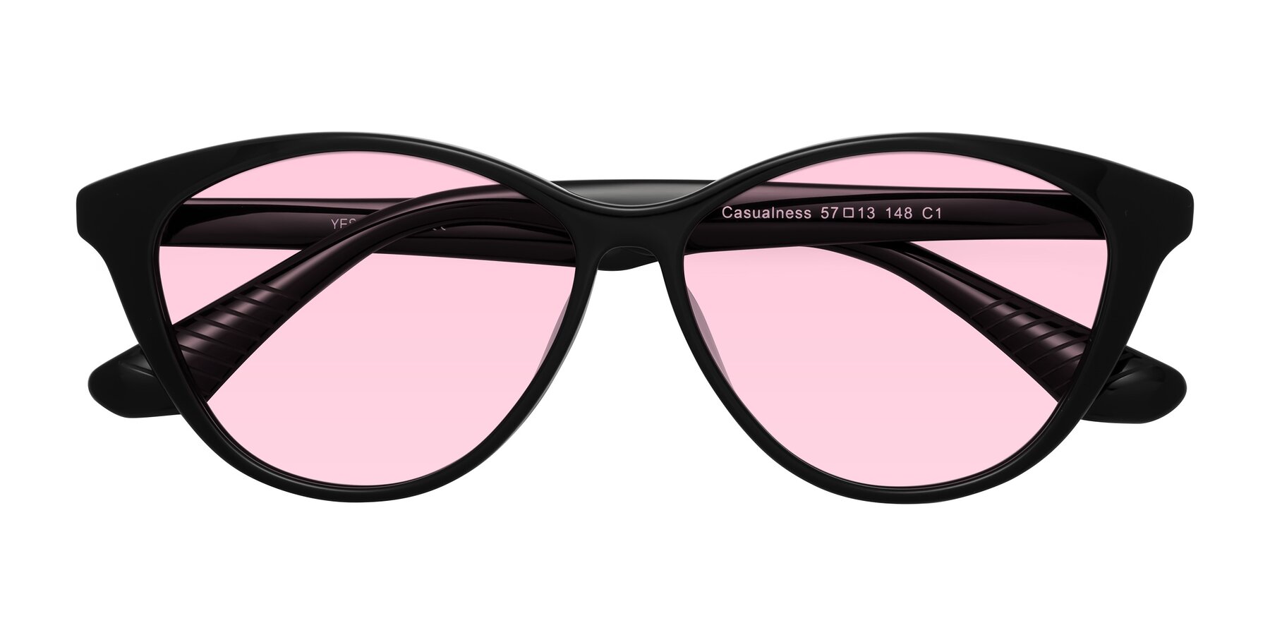 Folded Front of Casualness in Black with Light Pink Tinted Lenses