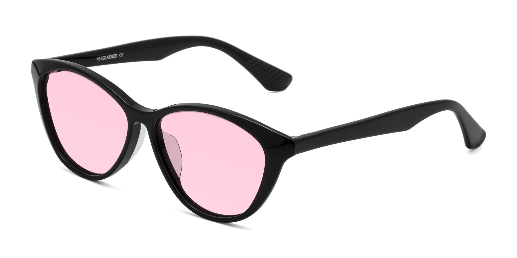 Angle of Casualness in Black with Light Pink Tinted Lenses