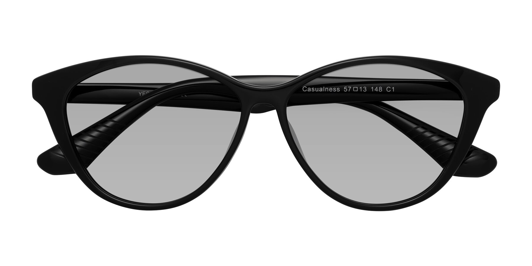 Folded Front of Casualness in Black with Light Gray Tinted Lenses