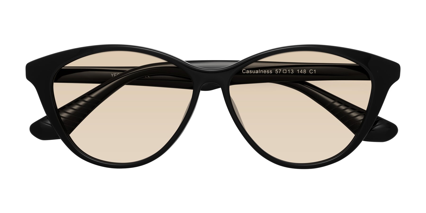 Folded Front of Casualness in Black with Light Brown Tinted Lenses