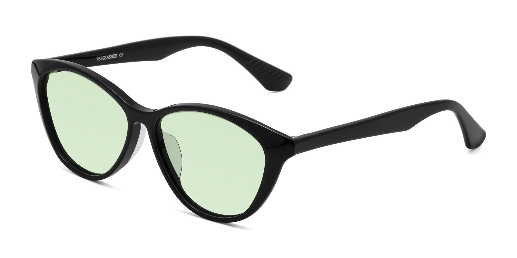 Angle of Casualness in Black with Light Green Tinted Lenses