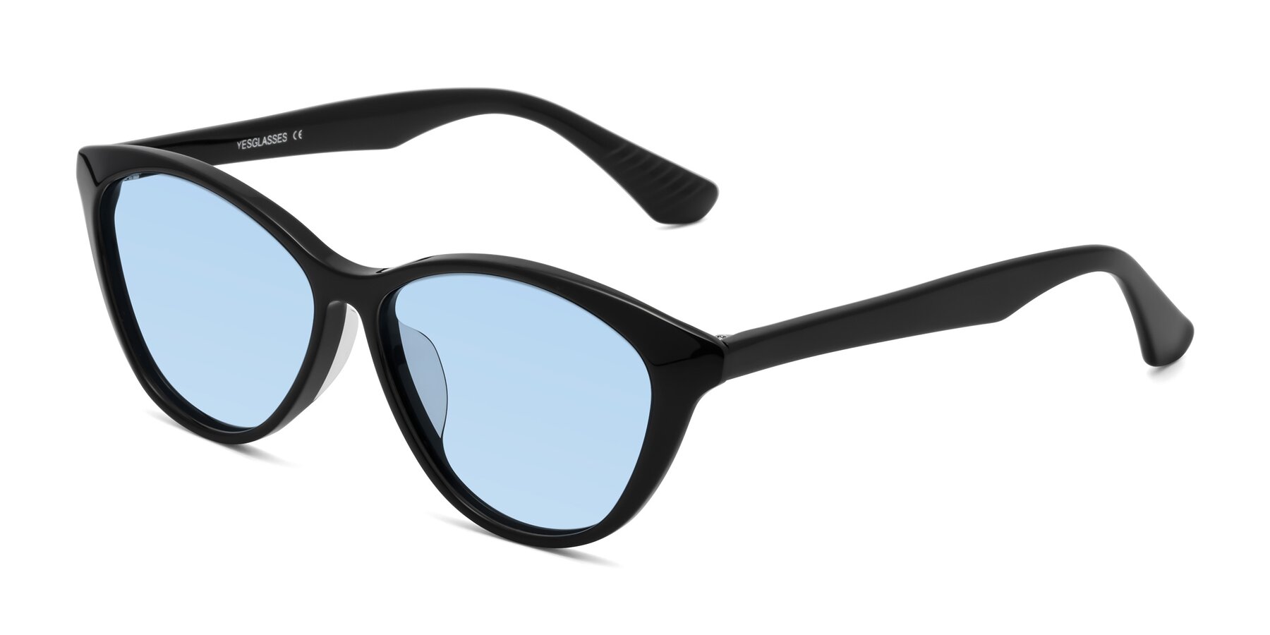 Angle of Casualness in Black with Light Blue Tinted Lenses