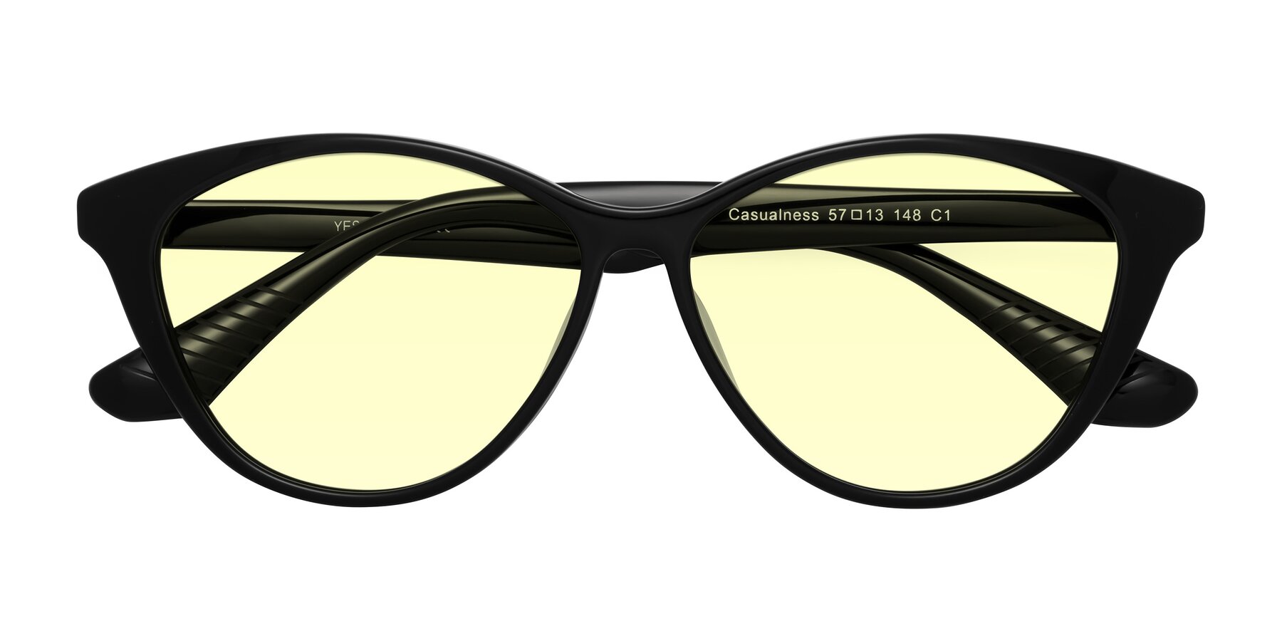 Folded Front of Casualness in Black with Light Yellow Tinted Lenses