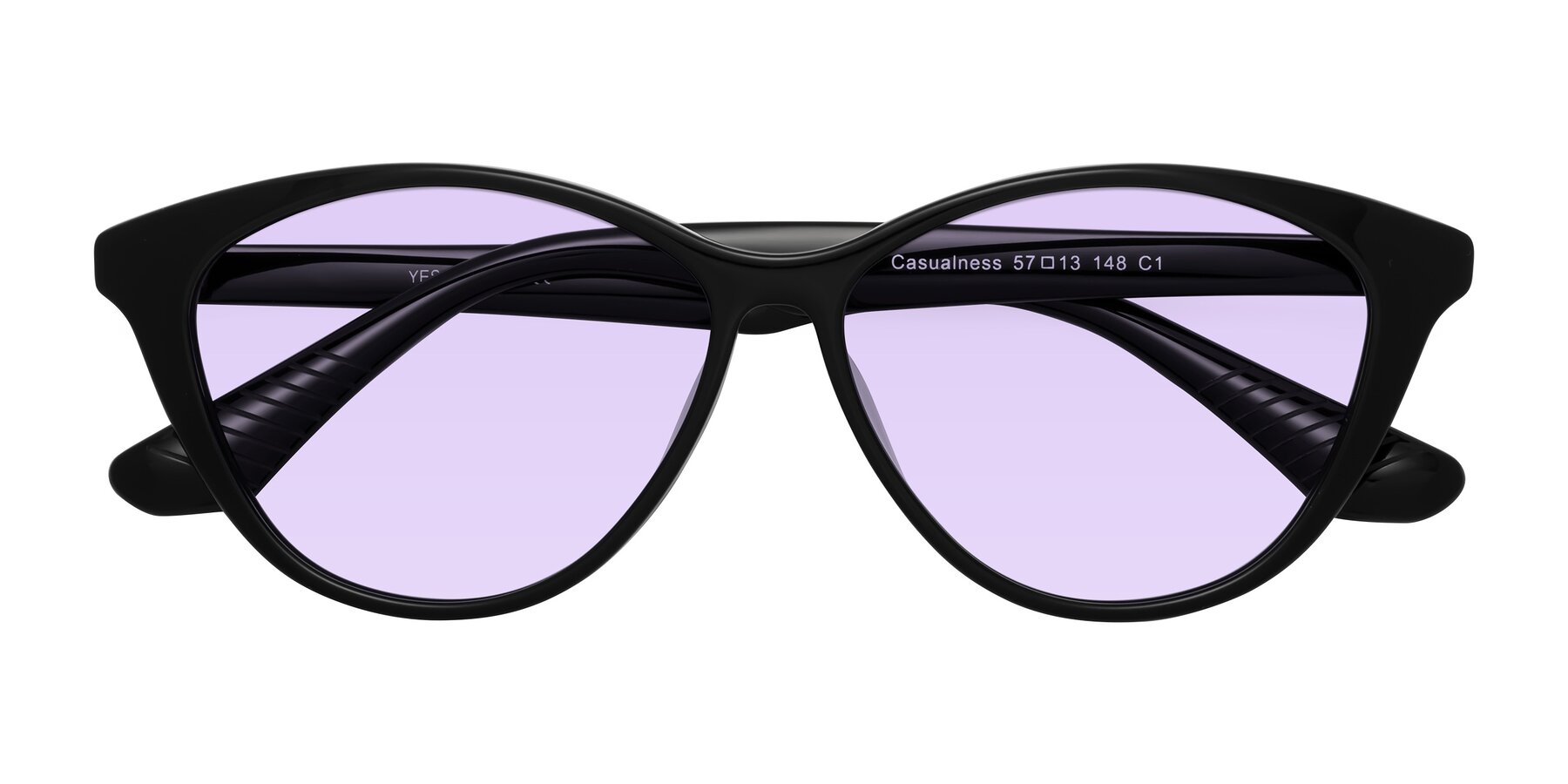 Folded Front of Casualness in Black with Light Purple Tinted Lenses