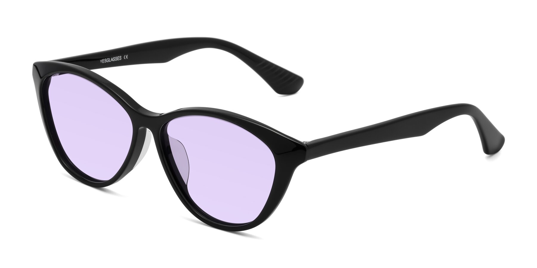 Angle of Casualness in Black with Light Purple Tinted Lenses