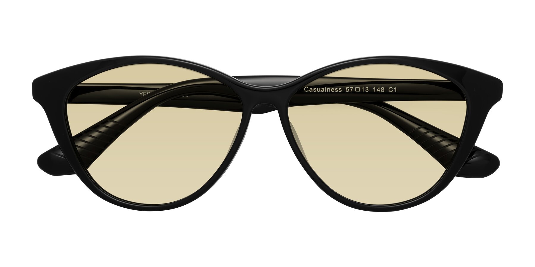 Folded Front of Casualness in Black with Light Champagne Tinted Lenses