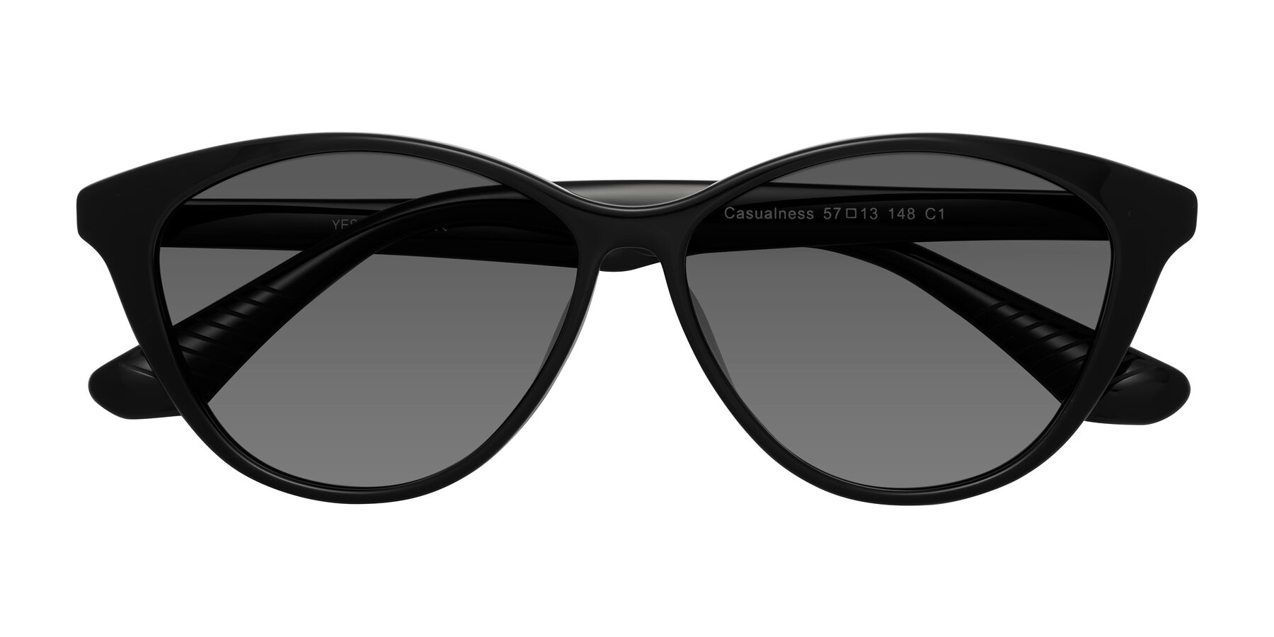 Folded Front of Casualness in Black with Medium Gray Tinted Lenses