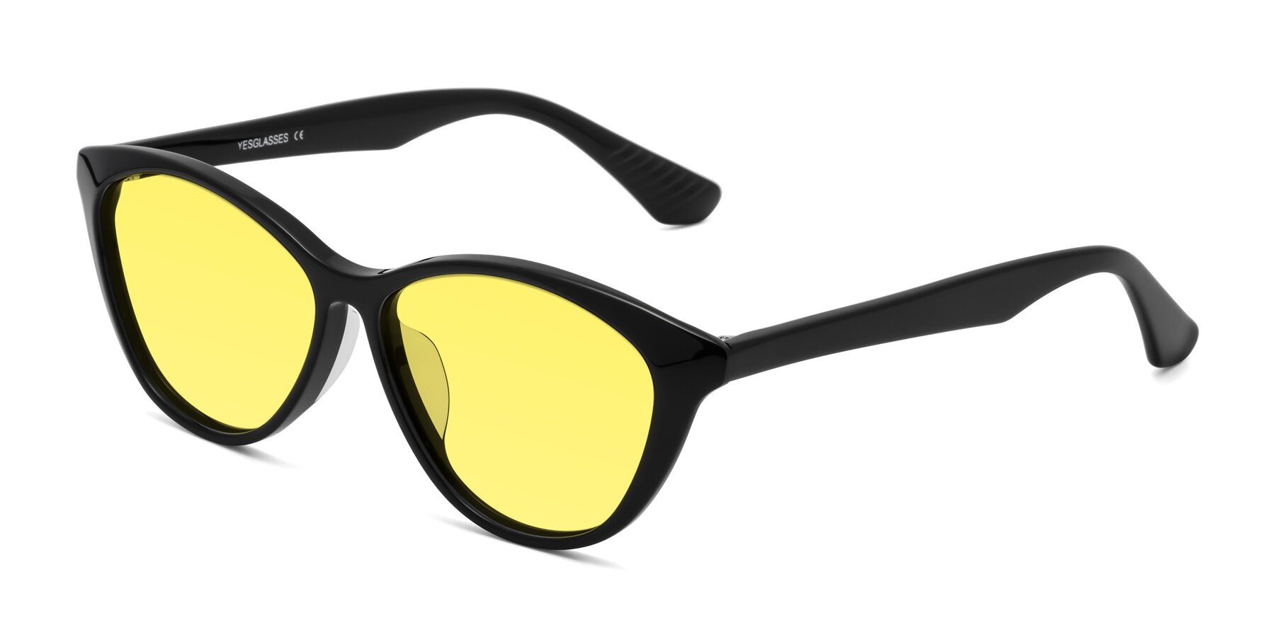 Angle of Casualness in Black with Medium Yellow Tinted Lenses