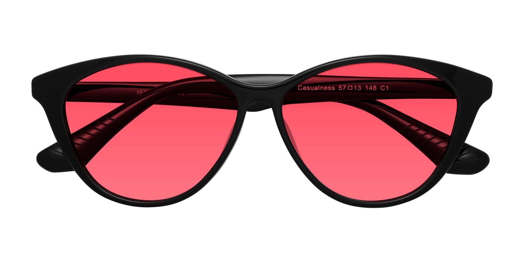 Folded Front of Casualness in Black with Red Tinted Lenses