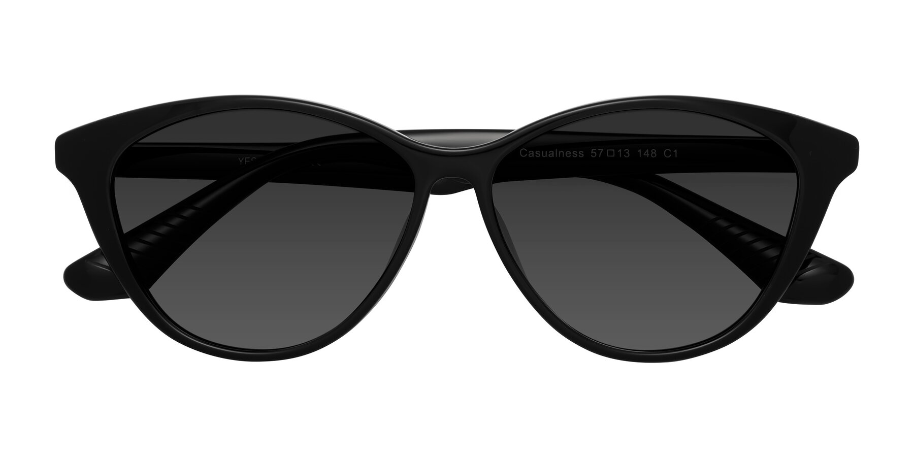 Folded Front of Casualness in Black with Gray Tinted Lenses